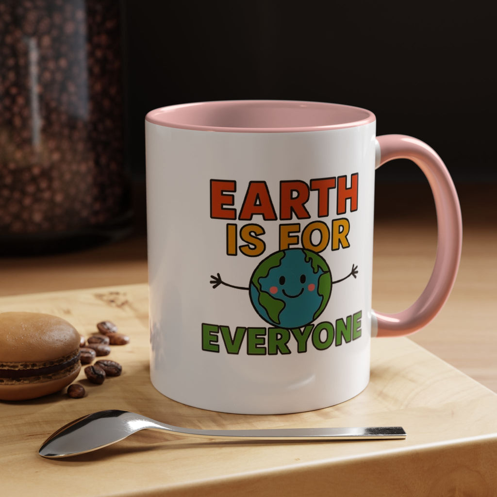 Earth is for Everyone — 11oz — Pink - accent — angled lifestyle