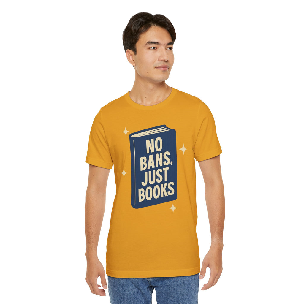 No Bans, Just Books tee — Mustard  - accent — angled lifestyle
