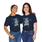 No Bans, Just Books tee  — Navy  - accent — angled Duo
