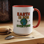 Earth is for Everyone — 15oz — Red - accent — angled lifestyle