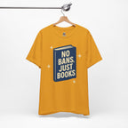 No Bans, Just Books tee — Mustard  - accent — angled hanging
