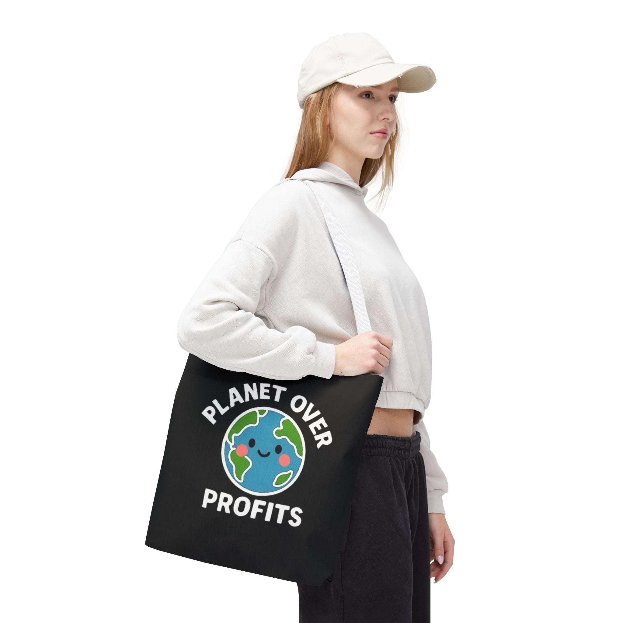 Planet Over Profits Design - Activist Tote Bag (Black) | Civic Goods