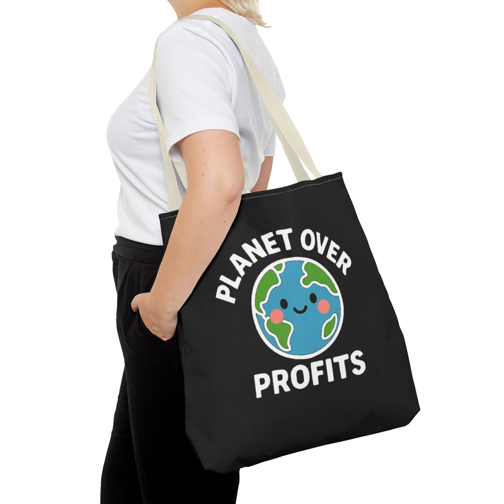 Planet Over Profits Design - Activist Tote Bag (Black) | Civic Goods