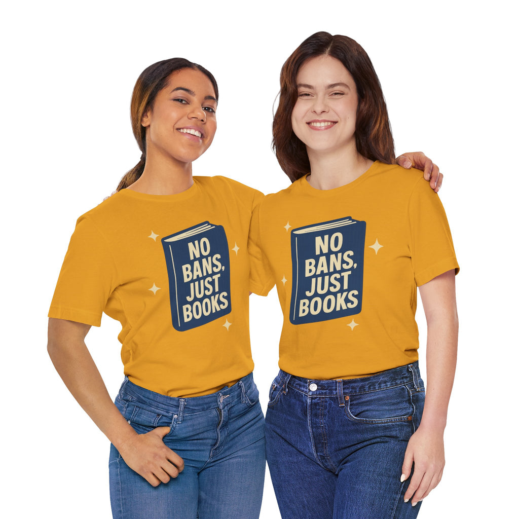 No Bans, Just Books tee  — Mustard  - accent — angled Duo
