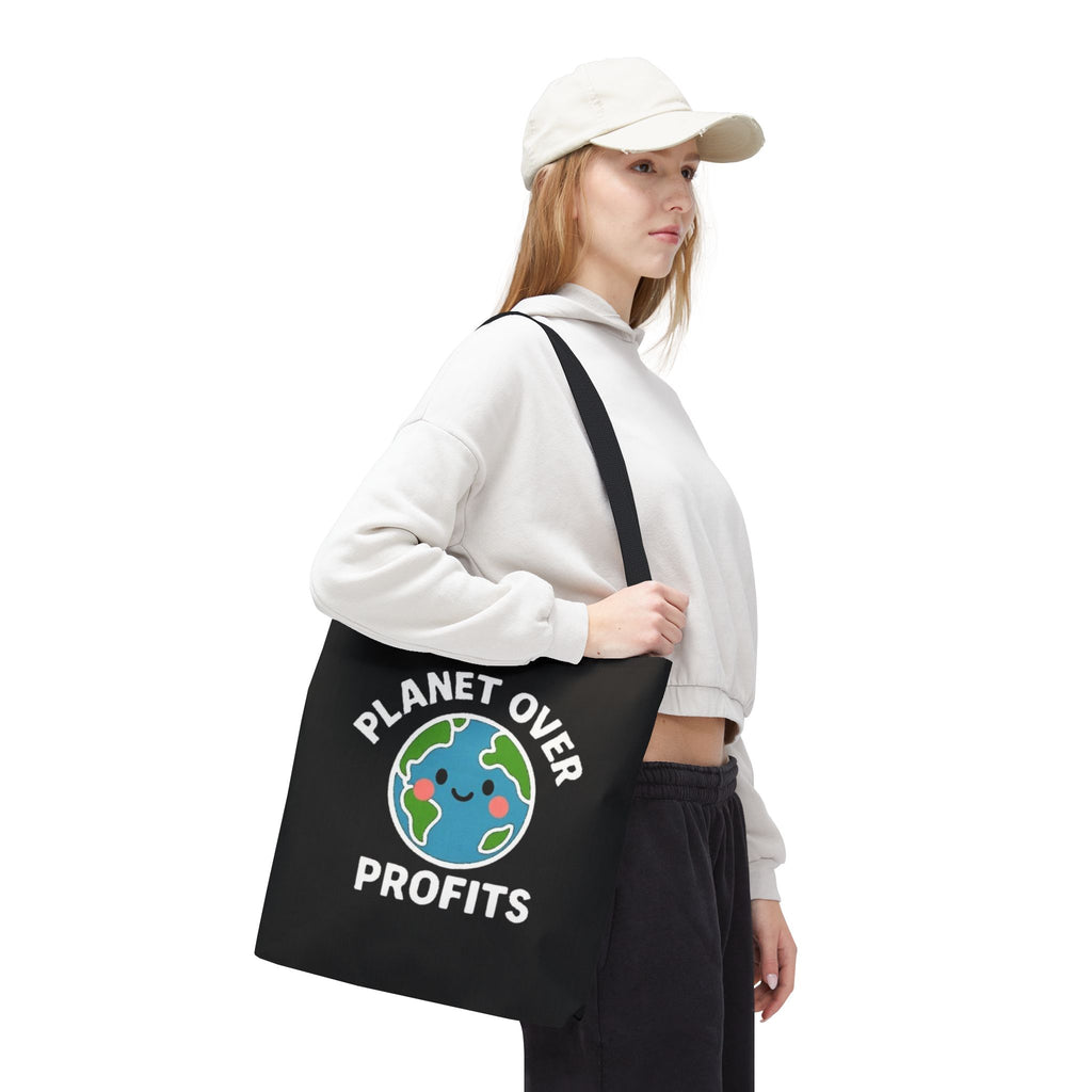 Planet Over Profits Design - Activist Tote Bag (Black) | Civic Goods