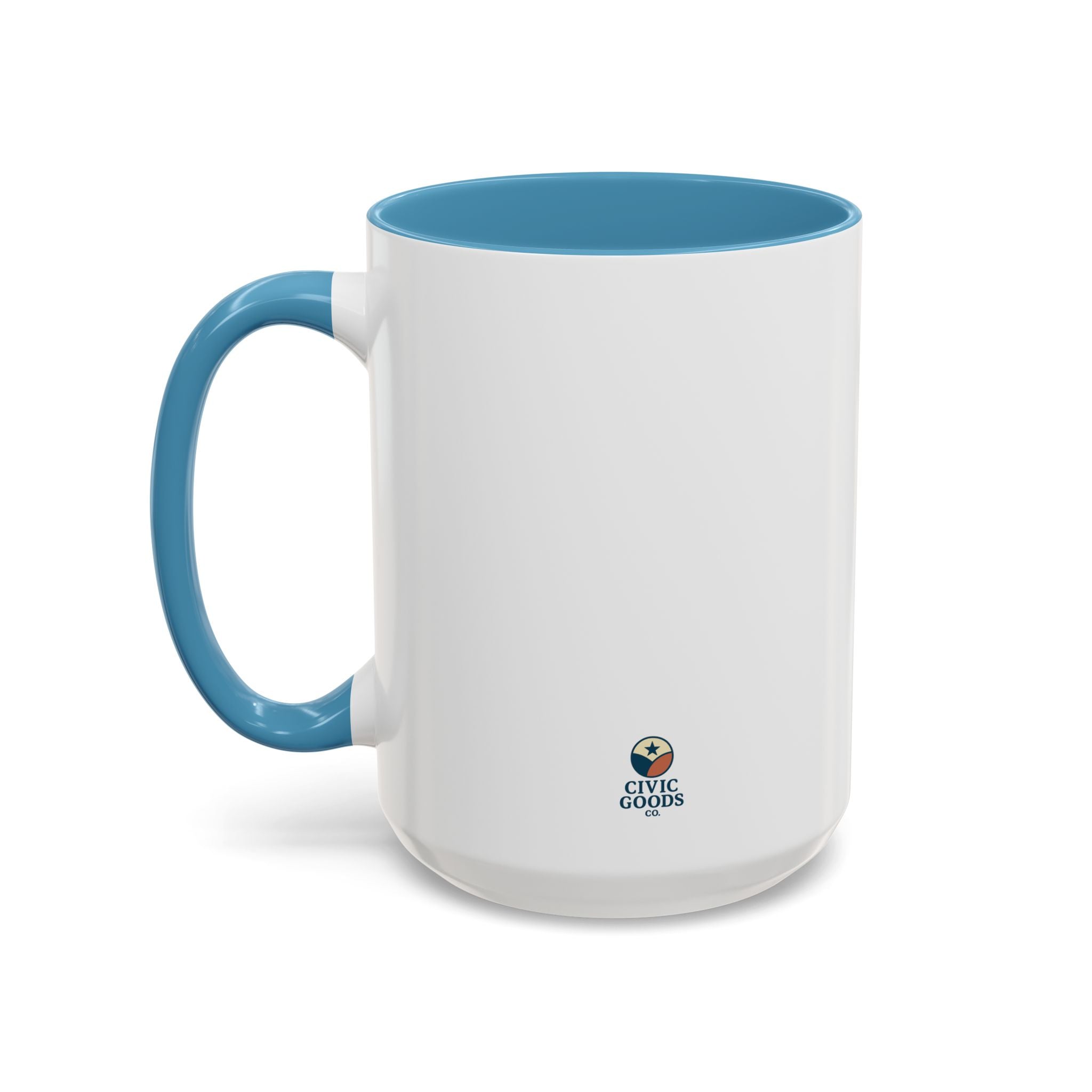 Earth is for Everyone — 15oz — Light Blue - accent — angled left side