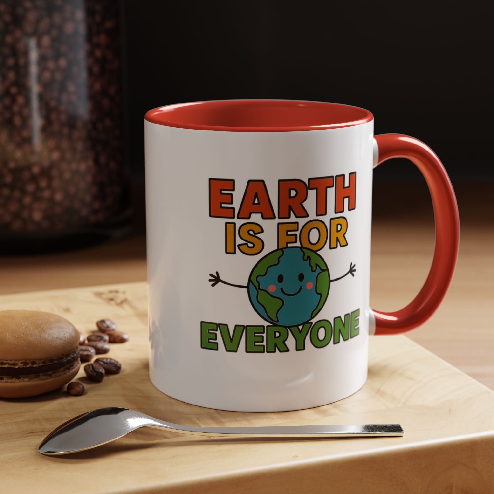 Earth is for Everyone — 11oz — Pink - accent — angled lifestyle