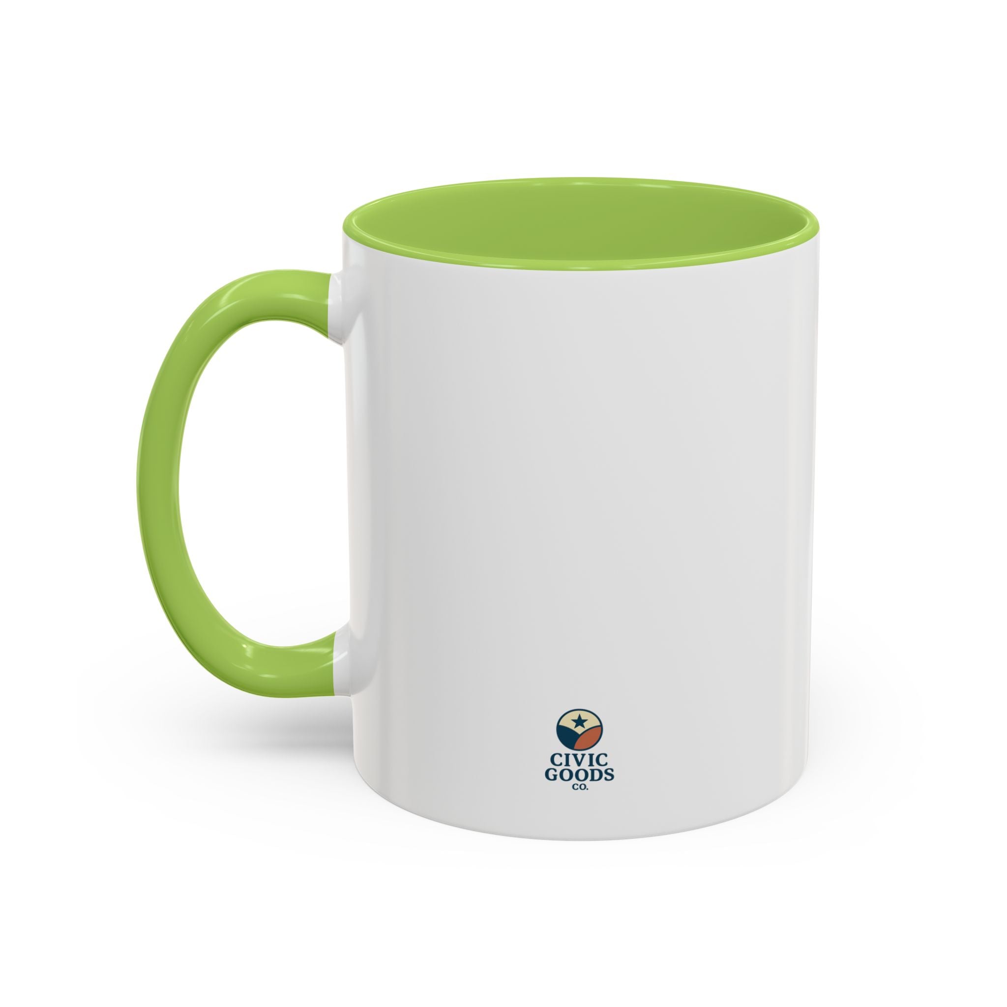 Earth is for Everyone — 11oz — Light Green - accent — angled left side